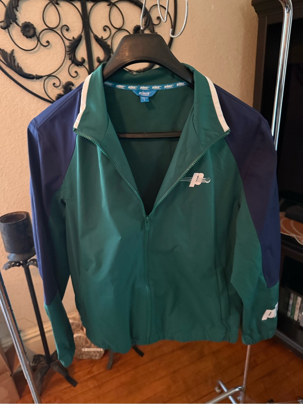 Prince Green and Navy Athletic Zip Bomber Jacket